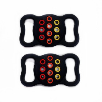 2  PCS Contrast Color Perforated Pet Collar Silicone Cover for AirTag(Black)