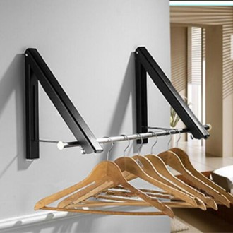 Multifunctional Space Aluminum Invisible Drying Rack, Size:Double Black + 120cm Crossbar