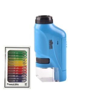 Children Handheld Portable Laboratory Equipment Microscope Toys, Colour: Lite + Specimen (Blue)