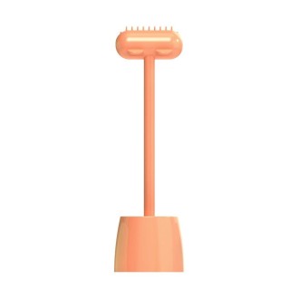 Pet Cat and Dog Supplies Long Handle Comb With Base(Orange)