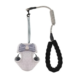 Bow Vest Type Adjustable Cat Leash(Gray)