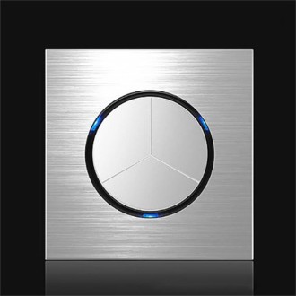 86mm Gray Aluminum Wire Drawing LED Switch Panel, Style:Triple Open Dual Control