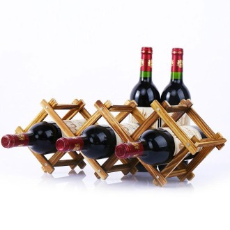 Solid Wood Wine Rack Decoration Folding Home Living Room Wine Bottle Display Rack, Number of layers (specifications): 5-bottle