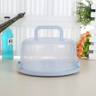 Plastic Round Handle Storage BoxePortable Cake Box(Light Blue)