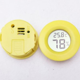 Digital Round Shaped Reptile Box Centigrade Thermometer & Hygrometer with Screen Display (Yellow)