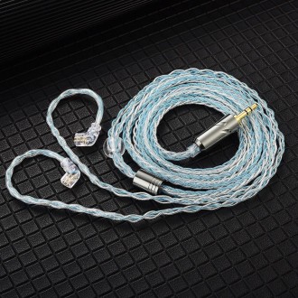 QKZ T1 8 Core TC Silver Plated 3.5mm 0.75mm 2PIN HIFI Earphone Update Cable(Blue)