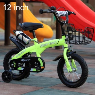 5188 12 inch Sports Version Children High Carbon Steel Frame Pedal Bicycle with Front Basket & Bell, Recommended Height: 90-105c