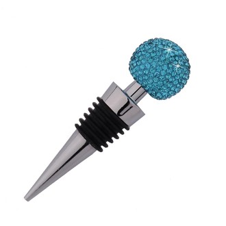 Crystal Ball Red Wine Stopper Diamond Zinc Alloy Metal Sealed Wine Cork(Lake Blue)