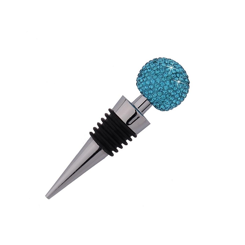 Crystal Ball Red Wine Stopper Diamond Zinc Alloy Metal Sealed Wine Cork(Lake Blue)