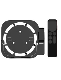 JV06T Set Top Box Bracket + Remote Control Protective Case Set for Apple TV(Black + Black)