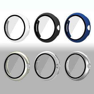 For Google Pixel Watch Frosted PC Frame Tempered Film Integrated Watch Protective Case(Transparent)