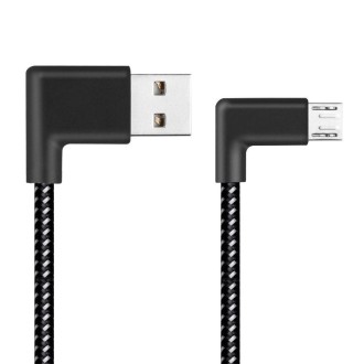 2m 2A USB to Micro USB Weave Style Double Elbow Data Sync Charging Cable, For Samsung / Huawei / Xiaomi / Meizu / LG / HTC (Blac