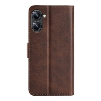 For Realme 10 4G Dual-side Magnetic Buckle Horizontal Flip Leather Phone Case(Brown)