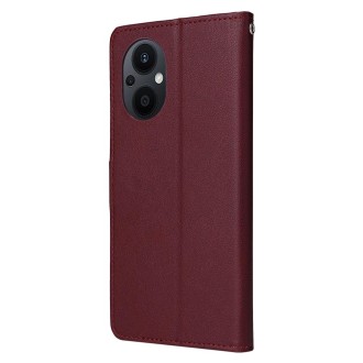 For OPPO A96 5G / Reno7 Z / Reno8 Z Multifunctional 3 Card Slots Leather Phone Case(Wine Red)