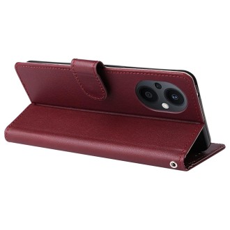 For OPPO A96 5G / Reno7 Z / Reno8 Z Multifunctional 3 Card Slots Leather Phone Case(Wine Red)