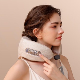 Cervical Spine Massage Instrument Multi-Function Shoulder And Neck Hot Kneading Massager(Beige)