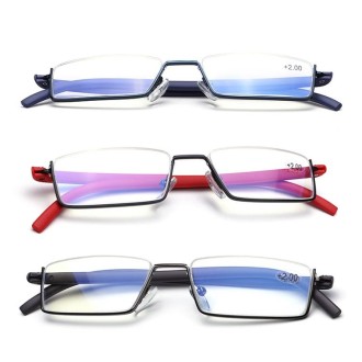 Lightweight Anti-blue Light Presbyopic Glasses Senior Clear Glasses With Case, Degree: 4.00(Blue)