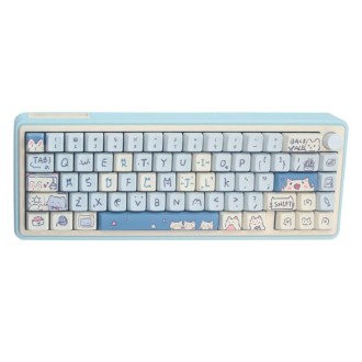 Bluetooth Wireless 3-mode RGB Backlit Gaming Mechanical Keyboard Aluminum Alloy Kit + Keycap(Light Blue)