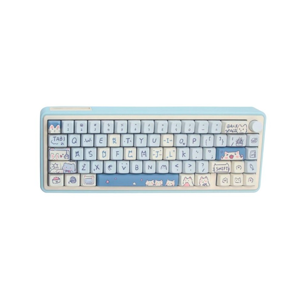 Bluetooth Wireless 3-mode RGB Backlit Gaming Mechanical Keyboard Aluminum Alloy Kit + Keycap(Light Blue)