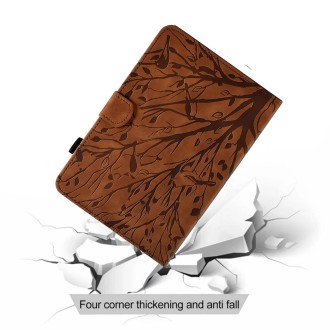 For Samsung Galaxy Tab A 10.1 2016 Fortune Tree Pressure Flower PU Tablet Case with Wake-up / Sleep Function(Brown)