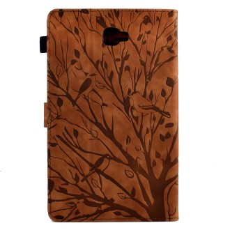 For Samsung Galaxy Tab A 10.1 2016 Fortune Tree Pressure Flower PU Tablet Case with Wake-up / Sleep Function(Brown)