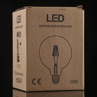 G95 E27 4W 4 LEDs 450 LM 3000K Retro Dimming LED Filament Light Bulb Energy Saving Light, AC 220V(Warm White)