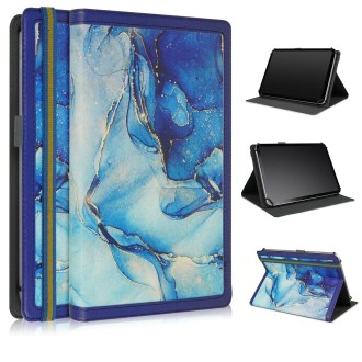 For 10 inch Marble Pattern Stitching Leather Tablet Case(Blue)