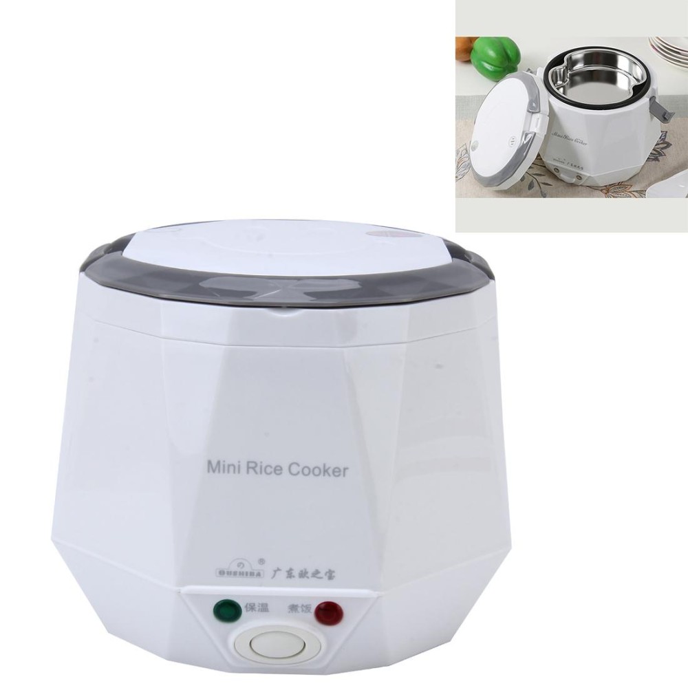 OUSHIBA Car Auto C3 Mini Multi-function Rice Cooker 12V 1.3L Volume for Rice Soup Noodles Vegetable Dessert(White)