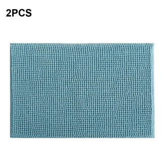 2 PCS Short-haired Large Particle Chenille Carpet Absorbent Doormat, Size: 50x80cm(Sky Blue)