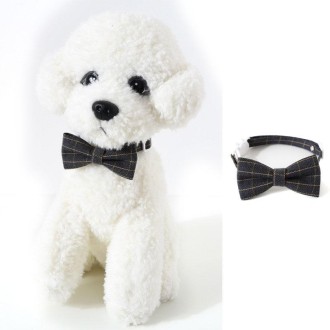 Pet Sub-Bow Tie Adjustable Cat Dog Collar Accessories, Style:Bowknot, Size:S 17-32cm(Gray)