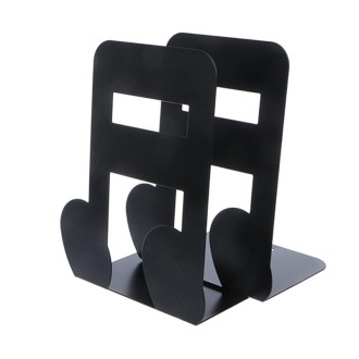 2 PCS Musical Note Metal Bookends Iron Support Holder Desk Stands For Books(Black Sixteenth)