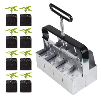 Handheld Seedling Soil Blocker Makes Eight 2 by 2 Inches Soil Blocks for Garden Prep