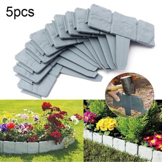 5pcs Imitation Stone Fence Garden Outdoor Gardening Lawn Plastic Isolation PP Fence Simple Splicable Fence(Gray)