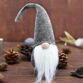 Xmas DIY Decoration Christmas Mini Santa Claus Doll Toy(Grey)