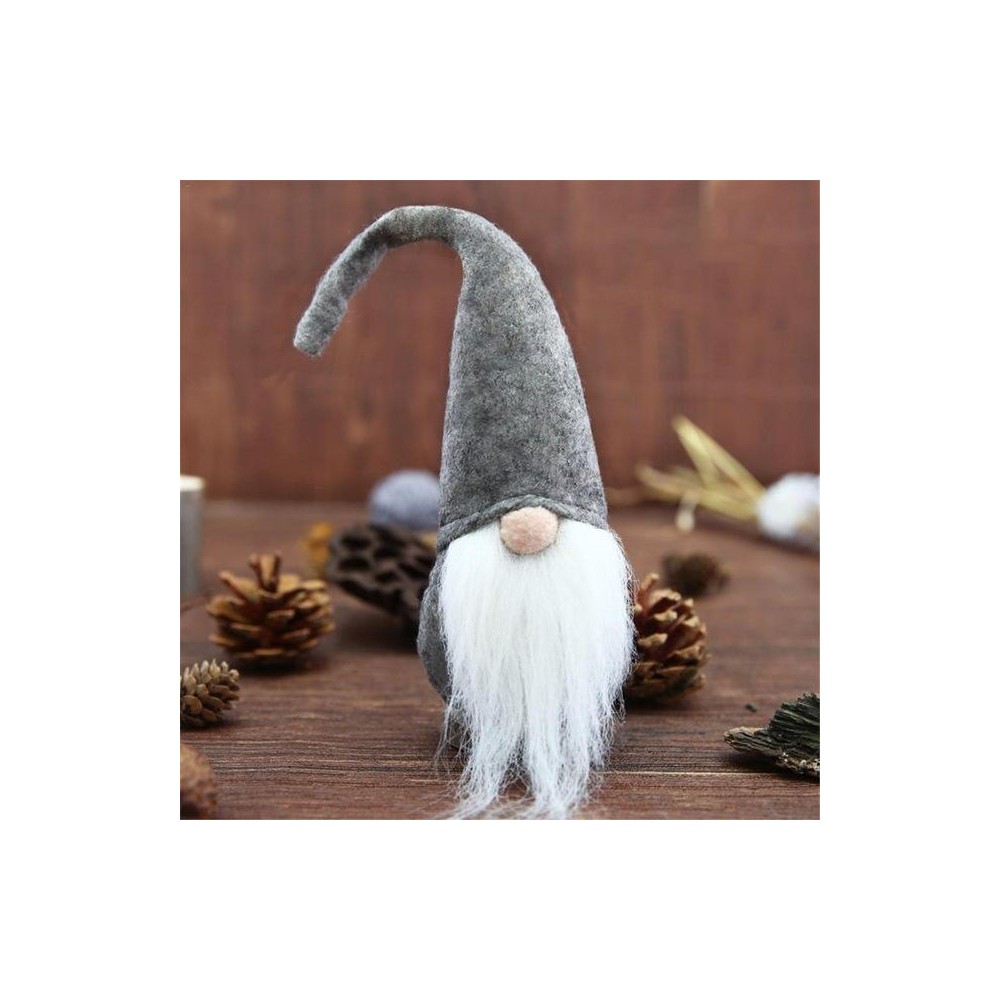 Xmas DIY Decoration Christmas Mini Santa Claus Doll Toy(Grey)