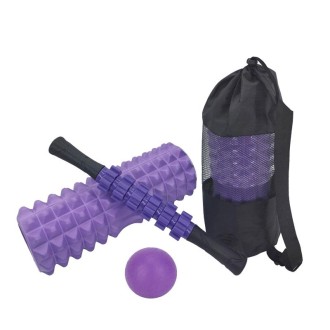 4pcs/set Crescent Hollow Foam Roller Yoga Column Set Fitness Muscle Relaxation Massager Set(45cm Purple)