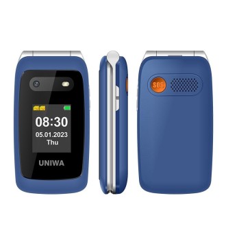 UNIWA V202T 4G Flip Style Phone, 2.4 inch Unisoc T107 Cat.1, SOS, FM, Dual SIM Cards, 21 Keys(Blue)