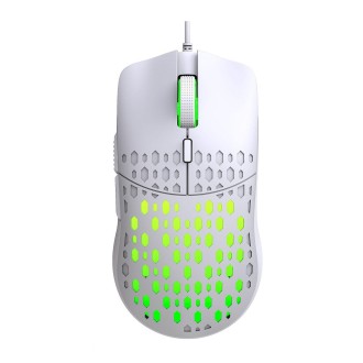 HXSJ S500 3600DPI Colorful Luminous Wired Mouse, Cable Length: 1.5m(White)