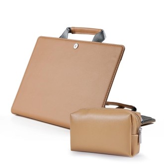 Book Style Laptop Protective Case Handbag For Macbook 16 inch(Camel + Power Bag)