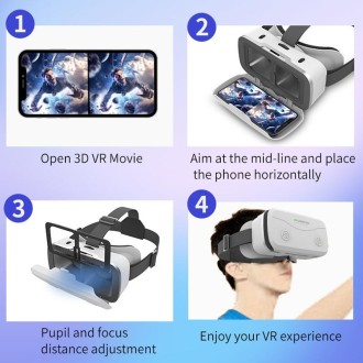 VRSHINECON G15 Helmet Virtual Reality VR Glasses All In One Game Phone 3D Glasses(White)