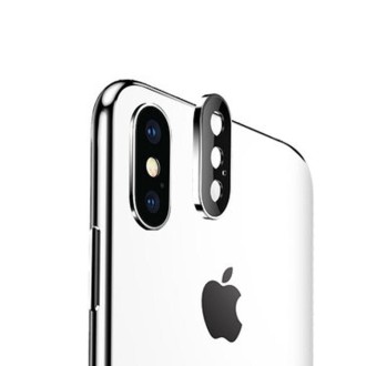 For iPhone XS Max Titanium Alloy Metal Camera Lens Protector Tempered Glass Film(Silver)