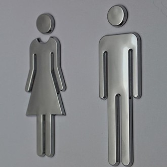 2 PCS 20cm 3D DIY Man & Woman Toilet Sticker WC Door Sign Decals Toilet Signs(Silver)