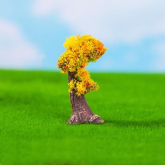 5pcs Micro-Landscape Simulated Green Trees Flowers DIY Gardening Ecological Ornaments, Style: No. 2 Yellow Tree