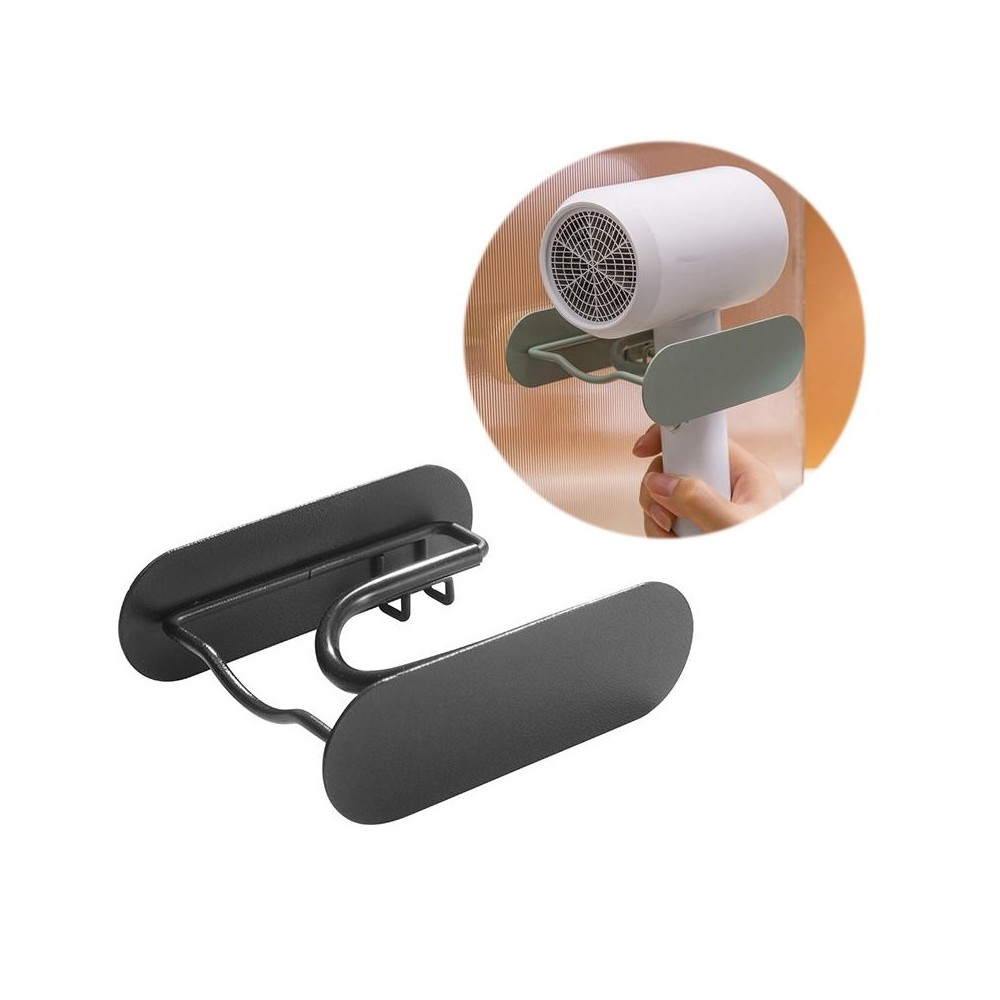 Bathroom Hair Dryer No Punching Iron Hanger(Black)