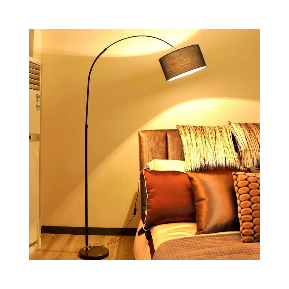 Living Room Bedroom Study Simple Remote Control Floor Lamp(H Black +5W LED Warm Light)