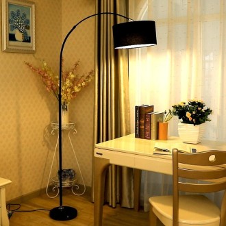 Living Room Bedroom Study Simple Remote Control Floor Lamp(H Black +5W LED Warm Light)