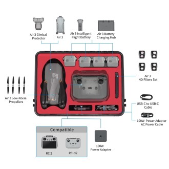 For DJI Air 3 / RC2 / N2 STARTRC Waterproof PP Drone Kit Suitcase Storage Box(Black)