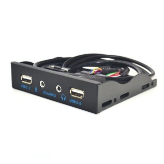 3.5-Inch  2 USB 2.0+HD AUDIO Port Desktop PC Case Floppy Drive Front Panel(Black)