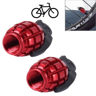 4 PCS Universal Grenade Shaped Bicycle Tire Valve Caps(Red)