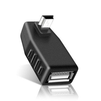 90 Degree Down Angled Mini USB Male to USB 2.0 AF Adapter(Black)